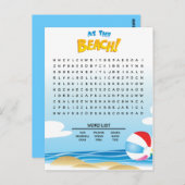 Auf der Beach Word Search Activity Card Postkarte (Vorne/Hinten)