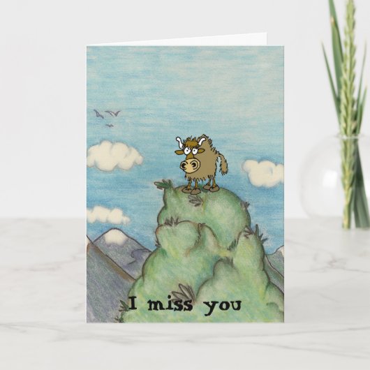 Auf der Bergspitze thront ein sonniger Cartoon. Karte (Vorderseite)