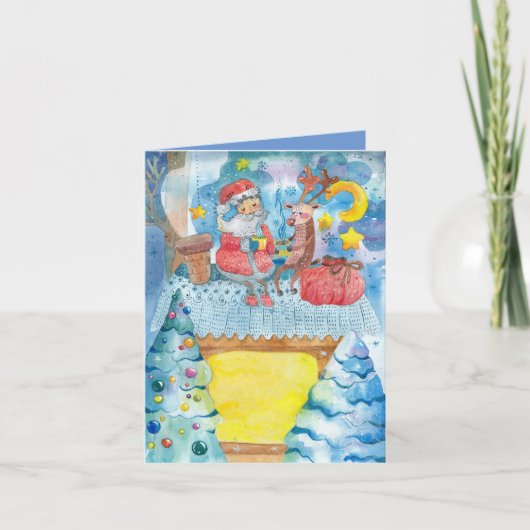 Auf der Dachterrasse geklappte Weihnachtsgrüßkarte Karte (Vorderseite)