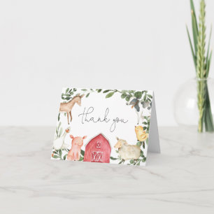 Auf der Farm Baby Dusche Dankeschön Karte