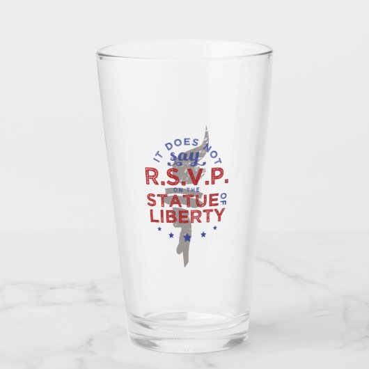 Auf der Freiheitsstatue steht nicht RSVP Glas (Vorderseite)