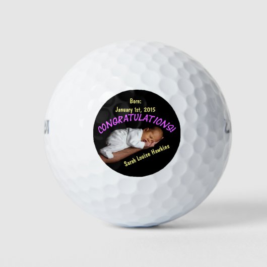 Auf der Geburt Ihres Baby Girl Golf Ball Keepake (Vorderseite)