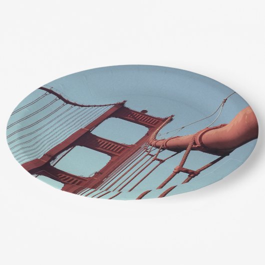 Auf der Golden Gate Bridge Pappteller (Schrägansicht)