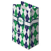 Auf der grünen Rauten-Geschenk-Tasche Kleine Geschenktüte (Rückseite Schrägansicht)