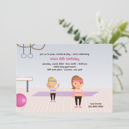 Auf der Gym Birthday Party Einladung (Stehend Vorderseite)