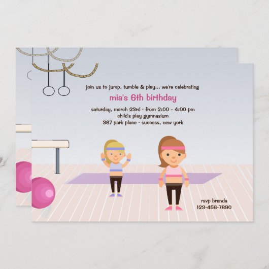 Auf der Gym Birthday Party Einladung (Vorne/Hinten)