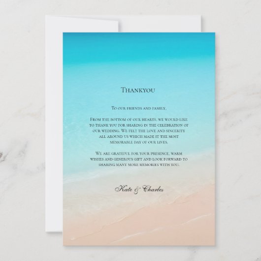 Auf der Hochzeit am Strand dank Karte (Vorderseite)