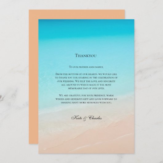 Auf der Hochzeit am Strand dank Karte (Vorne/Hinten)