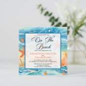 Auf der Hochzeit am Strand Einladung (Stehend Vorderseite)