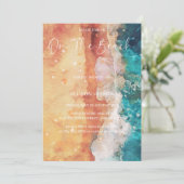 Auf der Hochzeitsfeier am Strand Einladung (Stehend Vorderseite)