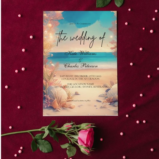 Auf der Hochzeitsreise am Strand Einladung