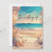 Auf der Hochzeitsreise am Strand Einladung (Vorderseite)
