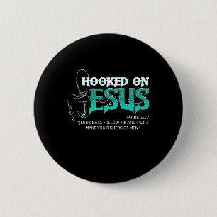 Auf der Jagd nach Jesus Funny Fishing Button