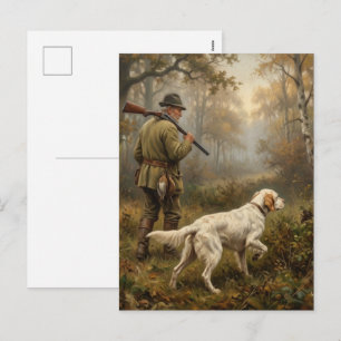 Auf der Jagd nach Waldschnepfen, English Setter Ja Feiertagspostkarte