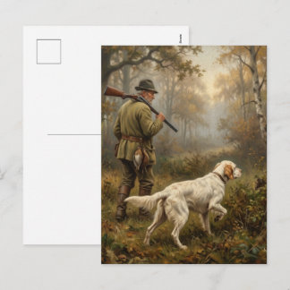 Auf der Jagd nach Waldschnepfen, English Setter Ja Feiertagspostkarte
