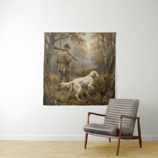 Auf der Jagd nach Waldschnepfen, English Setter Ja Wandteppich