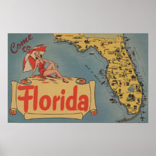 Auf der Karte des Staat in Florida, Button-Up Girl Poster