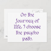 Auf der Lebensreise wähle ich den Psycho-Pfad Postkarte (Vorne/Hinten)