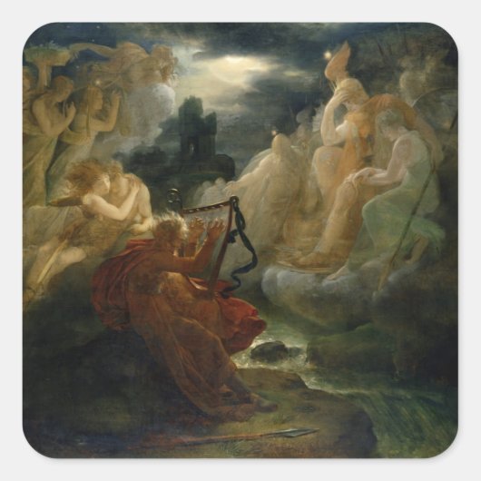 Auf der Lora-Bank Quadratischer Aufkleber (Vorderseite)