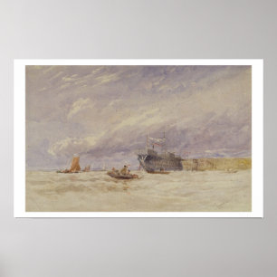 Auf der Medway, c.1845-50 (w/c mit Farbe über dem Poster
