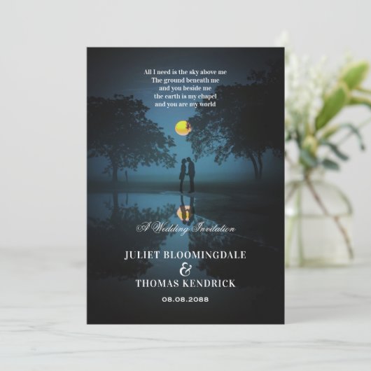 Auf der Mondlichtnacht | Hochzeit Einladung (Stehend Vorderseite)