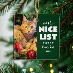 Auf der netten Liste Weihnachtskatze Haustierfoto Keramikornament