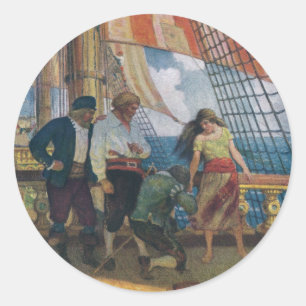 Auf der Plattform von einem Galleon unter einem Runder Aufkleber