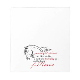 Auf der Rückseite eines Pferdes Notizblock