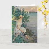 Auf der Seemauer | Edward Cucuel Karte (Gelbe Blume)
