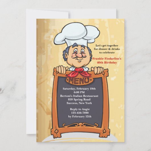 Auf der Speisekarte Einladung (Vorderseite)
