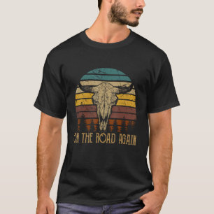 Auf Der Straße Wieder Outlaws Musik Bullenschädel T-Shirt