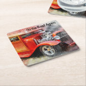 Auf der Straße wieder per Drag Car Rechteckiger Pappuntersetzer (angewinkelt)