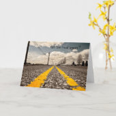 Auf der Straße wieder Reise Grußkarte Karte (Gelbe Blume)