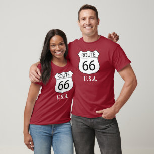 Auf der Straße wieder - T - Shirt USA - Route66-Cu