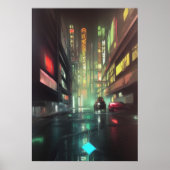 Auf der Straße zum Night-time AI Art Poster (Vorne)