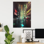 Auf der Straße zum Night-time AI Art Poster (Heimbüro)