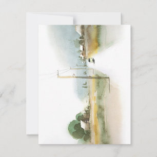Auf der Strecke in Wasserfarben Feiertagskarte
