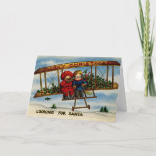 Auf der Suche nach dem Weihnachtsmann Vintage-Weih Feiertagskarte