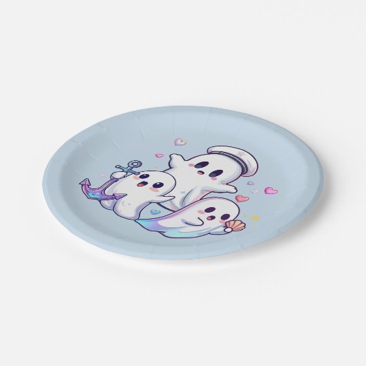 Auf der Suche nach der Hochsee! Pappteller (Schrägansicht)