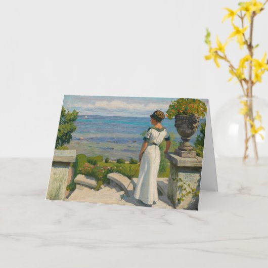 Auf der Terrasse | Paul Fischer Karte (Gelbe Blume)