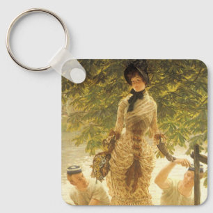 Auf der Themse von James Tissot, Vintage Realismus Schlüsselanhänger
