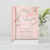 Auf der Time Storybook Baby Dusche Einladung Pink (Stehend Vorderseite)
