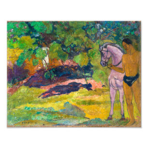 Auf der Vanille-Plantage, Mann und Pferd Gauguin Fotodruck