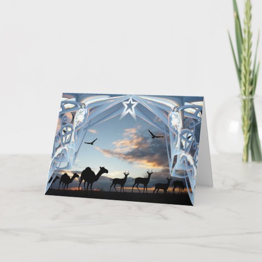 Auf der Weise nach Bethlehem Feiertagskarte (Vorderseite)