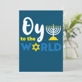 Auf der Welt, lustiges Glück Hanukkah Einladung (Stehend Vorderseite)