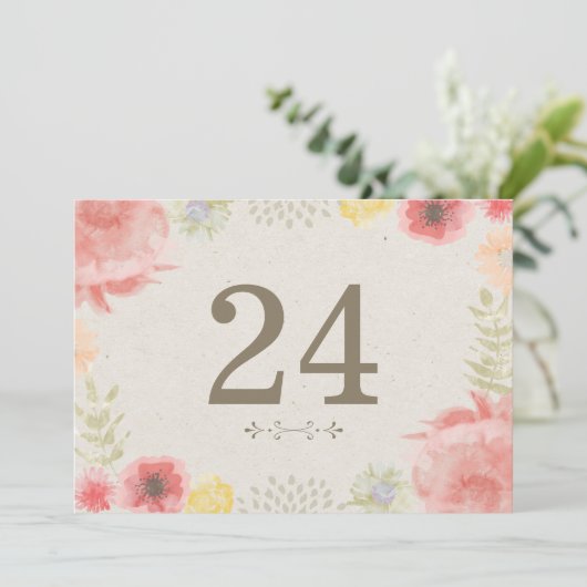 Auf der Wiese Sommer Hochzeiten Tischnummern (Stehend Vorderseite)