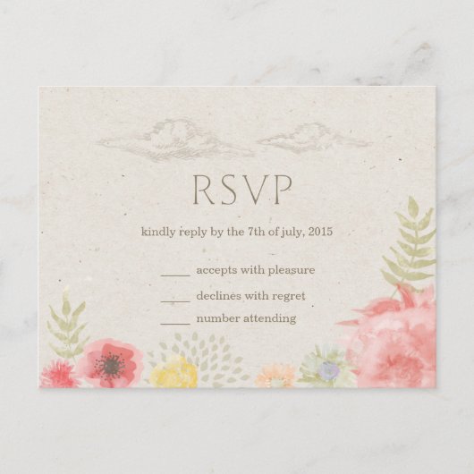 Auf der Wiese Summer Wedding RSVP Postcard Einladungspostkarte (Vorderseite)
