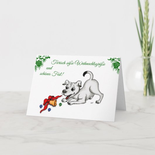 auf Deutsch Weihnachten mit Welpe Glocke und Ball (Vorderseite)