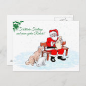 auf Deutsch Weihnachtsmann mit Hund und Katze Postkarte (Vorne/Hinten)