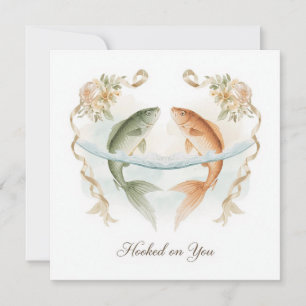 Auf dich angehaken Angel-Fischer-Hochzeit Aquarell Einladung